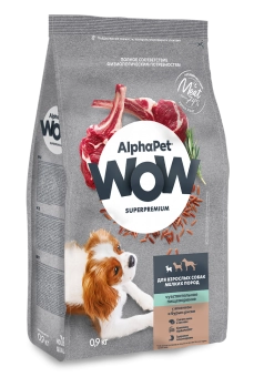 Корм Alphapet WOW Superpremium для взрослых собак мелких пород с чувствительным пищеварением с ягненком и бурым рисом