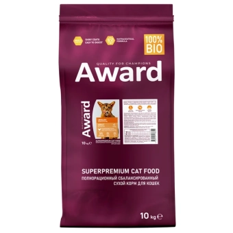 Корм Award Urinary для кошек для профилактики мочекаменной болезни с курицей с клюквой, цикорием и рыбьим жиром