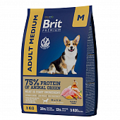 Сухой Корм Brit Premium By Nature Adult Medium для собак средних пород с курицей