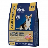 Корм Brit Premium Adult Medium Dog для собак средних пород с курицей