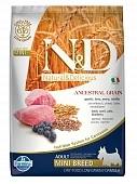 Сухой Корм Farmina N&D Adult Low Grain Lamb&Blueberry для взрослых собак мелких пород ягненок и черника Сухой Корм Farmina N&D Adult Low Grain Lamb&Blueberry для взрослых собак мелких пород ягненок и черника