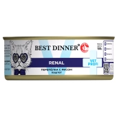 Банки Best Dinner Exclusive Renal для кошек при заболевании почек с перепёлкой