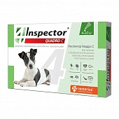 Капли на холку Inspector Quadro от блох, клещей и глистов для собак собак от 4 до 10кг Капли на холку Inspector Quadro от блох, клещей и глистов для собак собак от 4 до 10кг