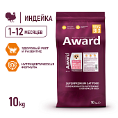 Сухой Корм Award Healthy growth для котят от 1 месяца, беременных и кормящих с индейкой и...