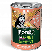 Банка Monge Dog BWild Grain Free для взрослых собак всех пород беззерновые из лосося с тыквой и кабачками Банка Monge Dog BWild Grain Free для взрослых собак всех пород беззерновые из лосося с тыквой и кабачками