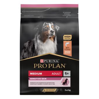 Сухой корм PRO PLAN® для взрослых собак средних пород с чувствительной кожей, с высоким содержанием лосося