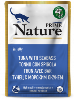 Паучи Prime Nature для кошек с тунцом и морским окунем в желе