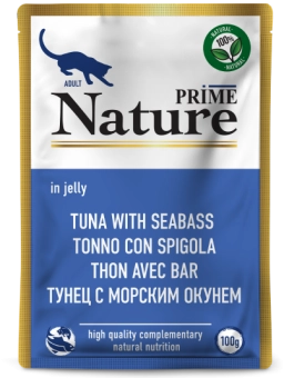 Паучи Prime Nature для кошек с тунцом и морским окунем в желе
