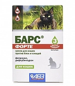 Капли Барс Форте для кошек от блох и клещей (3 пипетки) Капли Барс Форте для кошек от блох и клещей (3 пипетки)
