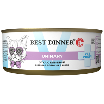 Консервы Best Dinner Vet Profi Urinary Exclusive для кошек с профилактикой мочекаменной болезни с уткой и клюквой