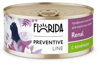 Консервы Florida Renal для кошек для профилактики хронической почечной недостаточности с ягненком