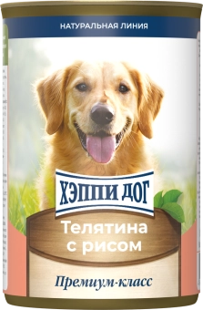 Консервы Хеппи Дог Натуральная Линия для собак с телятиной и рисом