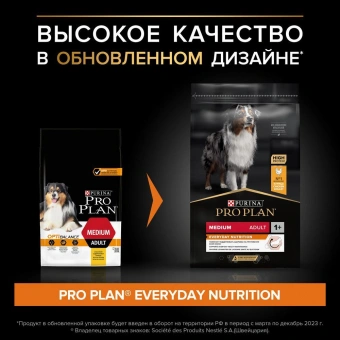 Сухой корм PRO PLAN® для взрослых собак средних пород, с высоким содержанием курицы