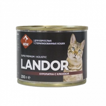 Консервы Landor Cat для стерилизованных кошек с куропаткой и клюквой