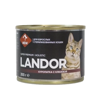 Консервы Landor Cat для стерилизованных кошек с куропаткой и клюквой