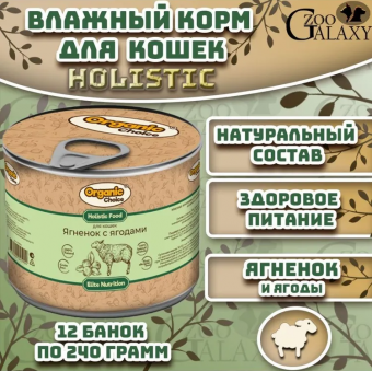 Банки Organic Сhoice для кошек ягненок с ягодами