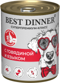 Консервы Best Dinner Мясные деликатесы для собак. Говядина с языком