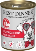 Консервы Best Dinner Мясные деликатесы для собак. Говядина с языком