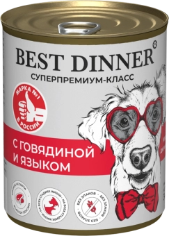 Консервы Best Dinner Мясные деликатесы для собак. Говядина с языком