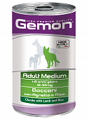 Банки Gemon Dog Medium для собак средних пород с кусочками ягнёнка с рисом