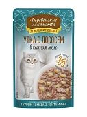 Паучи Деревенские Лакомства для кошек утка с лососем в нежном желе Паучи Деревенские Лакомства для кошек утка с лососем в нежном желе