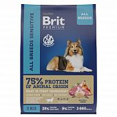 Сухой Корм Brit Premium Adult All Breed Sensitive для собак всех пород с чувствительным пищеварением с ягнёнком и индейкой