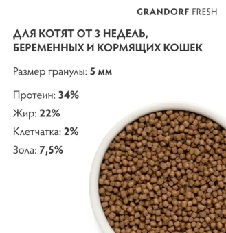 Корм Grandorf Fresh Cat Lamb Kitten свежее мясо ягненка с бататом для котят, беременных или кормящих кошек