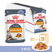 Royal Canin Hair & Skin Care корм консервированный для взрослых кошек в желе