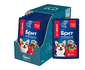 Паучи Brit Premium для взрослых собак всех пород с говядиной в соусе