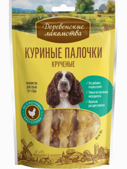 Деревенские Лакомства для собак всех пород куриные палочки крученные