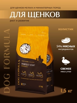 Сухой корм ENSO Formula Perfect start для щенков, беременных и кормящих собак средних и крупных пород, утка и яблоко