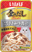Паучи Inaba Chiao Kinnodashi для кошек с куриным филе и говядина