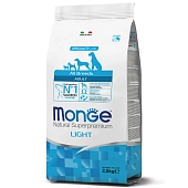 Сухой Корм Monge Dog Speciality Line Light монопротеиновый для взрослых собак всех пород низкоколорийный из лосося с рисом