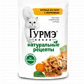 Влажный корм Гурмэ Натуральные рецепты для кошек, курица на пару с морковью Влажный корм Гурмэ Натуральные рецепты для кошек, курица на пару с морковью