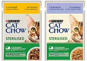 Паучи Cat Chow Sterilised Mix для кастрированных и стерилизованных кошек с курицей и ягнёнком MIX Паучи Cat Chow Sterilised Mix для кастрированных и стерилизованных кошек с курицей и ягнёнком MIX