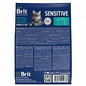 Корм Brit Premium Cat Sensitive для кошек с чувствительным пищеварением с ягнёнком и...