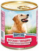 Консервы Happy Dog для взрослых собак с говядиной, сердцем, печенью, рубцом и рисом