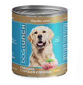 Банки Dog Lunch Здоровое меню для собак с говядиной и сердцем и печенью в соусе Банки Dog Lunch Здоровое меню для собак с говядиной и сердцем и печенью в соусе