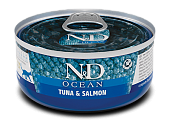 Консервы Farmina N&D Cat Ocean Tuna & Salmon для взрослых кошек с тунцом и лососем