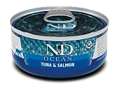 Консервы Farmina N&D Cat Ocean Tuna & Salmon для взрослых кошек с тунцом и лососем Консервы Farmina N&D Cat Ocean Tuna & Salmon для взрослых кошек с тунцом и лососем