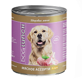 Банки Dog Lunch Здоровое меню для собак мясное ассорти в соусе Банки Dog Lunch Здоровое меню для собак мясное ассорти в соусе