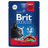 Паучи Brit Premium для взрослых кошек с говядиной и горошком в соусе Паучи Brit Premium для взрослых кошек с говядиной и горошком в соусе