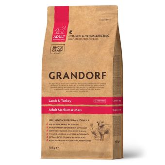 Корм Grandorf Adult Dog Lamb&Turkey Med&maxi для собак средних и крупных пород с ягнёнком и индейкой, низкозерновой