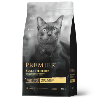 Корм Premier Cat Turkey Sterilised для стерилизованных кошек со свежим мясом индейки
