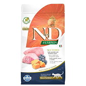 Сухой Корм Farmina N&D Adult Grain Free Neutered беззерновой для стерилизованных кошек с ягнёнком, черникой и тыквой