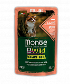 Паучи Monge BWild Grain Free для кошек с лососем, креветками и овощами беззерновые Паучи Monge BWild Grain Free для кошек с лососем, креветками и овощами беззерновые