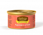 Банки Деревенские Лакомства Домашние Обеды для кошек с курицей и уткой в соусе Банки Деревенские Лакомства Домашние Обеды для кошек с курицей и уткой в соусе