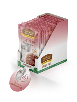 Паучи Деревенские Лакомства для кошек курица с уткой в нежном желе