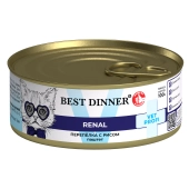Банки Best Dinner Exclusive Renal для кошек при заболевании почек с перепёлкой