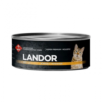 Консервы Landor Cat для стерилизованных кошек с ягнёнком и облепихой